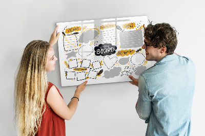 Magnetisch planbord voor de muur van bedrukt glas Nieuwjaarsdoelen