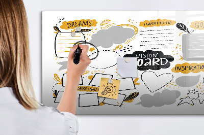 Magnetisch planbord voor de muur van bedrukt glas Nieuwjaarsdoelen