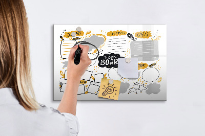 Magnetisch planbord voor de muur van bedrukt glas Nieuwjaarsdoelen
