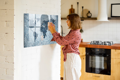 Beschrijfbaar magneetbord van glas met design Geschilderde wereldkaart