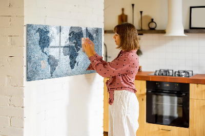 Beschrijfbaar magneetbord van glas met design Geschilderde wereldkaart