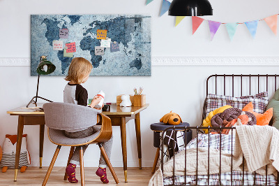 Beschrijfbaar magneetbord van glas met design Geschilderde wereldkaart