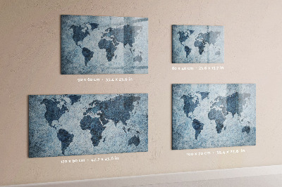 Beschrijfbaar magneetbord van glas met design Geschilderde wereldkaart