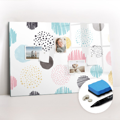 Uitwisbaar glazen planbord met magnetische functie Geometrisch patroon