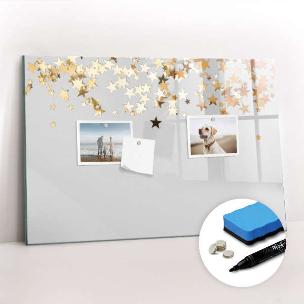 Beschrijfbaar magneetbord van glas met design Sterren