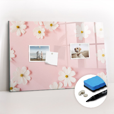 Magnetisch planbord voor de muur van bedrukt glas Madeliefjesbloemen