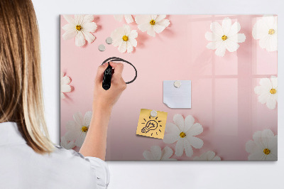 Magnetisch planbord voor de muur van bedrukt glas Madeliefjesbloemen