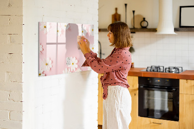 Magnetisch planbord voor de muur van bedrukt glas Madeliefjesbloemen
