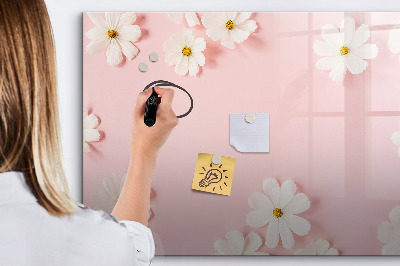 Magnetisch planbord voor de muur van bedrukt glas Madeliefjesbloemen