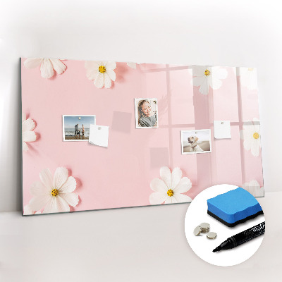 Magnetisch planbord voor de muur van bedrukt glas Madeliefjesbloemen