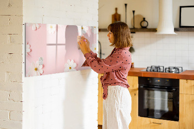 Magnetisch planbord voor de muur van bedrukt glas Madeliefjesbloemen