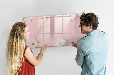 Magnetisch planbord voor de muur van bedrukt glas Madeliefjesbloemen