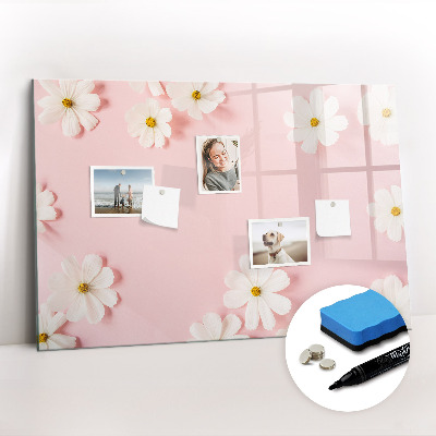 Magnetisch planbord voor de muur van bedrukt glas Madeliefjesbloemen