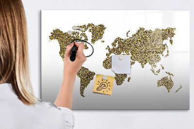 Uitwisbaar glazen planbord met magnetische functie Wereldkaart