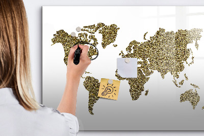 Uitwisbaar glazen planbord met magnetische functie Wereldkaart