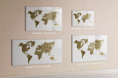 Uitwisbaar glazen planbord met magnetische functie Wereldkaart