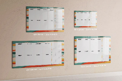 Magnetisch planbord voor de muur van bedrukt glas Retro weekplanner
