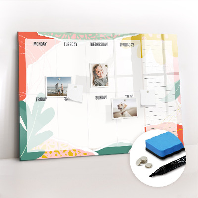 Uitwisbaar glazen planbord met magnetische functie Eenvoudige weekplanner