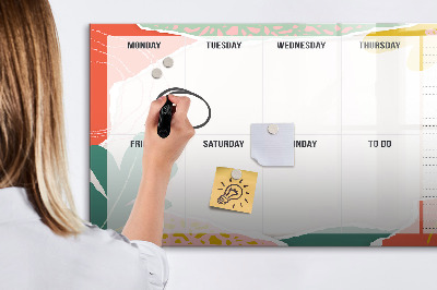 Uitwisbaar glazen planbord met magnetische functie Eenvoudige weekplanner