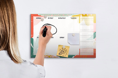 Uitwisbaar glazen planbord met magnetische functie Eenvoudige weekplanner