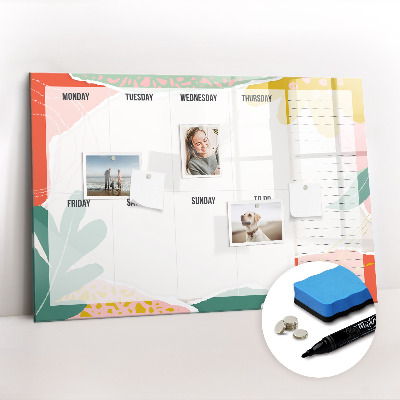 Uitwisbaar glazen planbord met magnetische functie Eenvoudige weekplanner