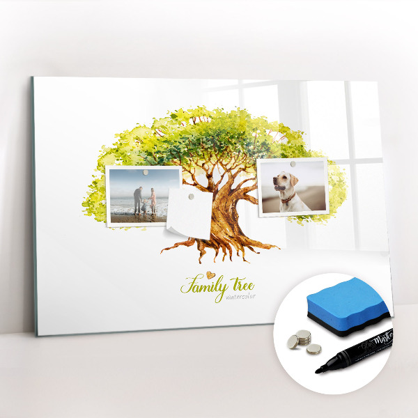 Magnetisch planbord voor de muur van bedrukt glas Stamboom