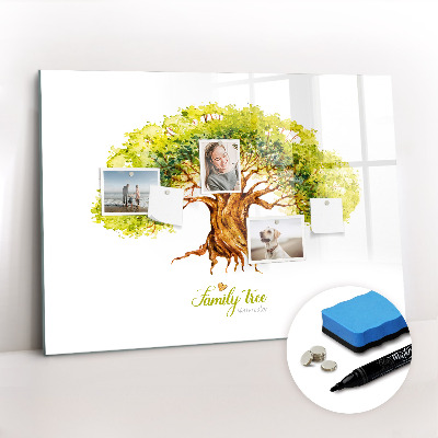 Magnetisch planbord voor de muur van bedrukt glas Stamboom