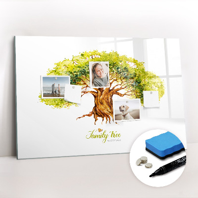 Magnetisch planbord voor de muur van bedrukt glas Stamboom