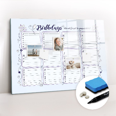 Beschrijfbaar magneetbord van glas met design Verjaardagsbericht