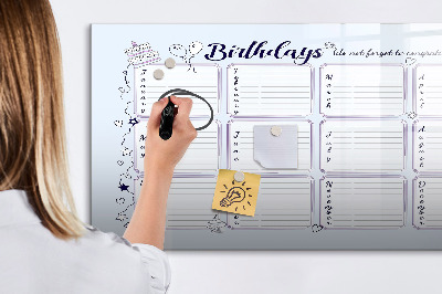 Beschrijfbaar magneetbord van glas met design Verjaardagsbericht