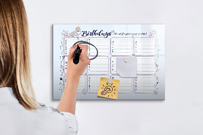 Beschrijfbaar magneetbord van glas met design Verjaardagsbericht