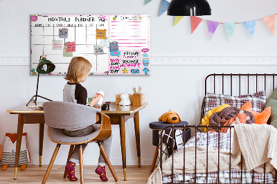 Uitwisbaar glazen planbord met magnetische functie Maandplanner