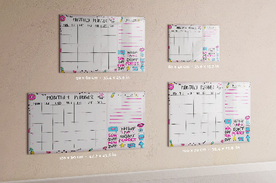 Uitwisbaar glazen planbord met magnetische functie Maandplanner