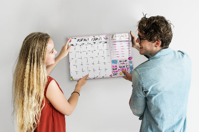 Uitwisbaar glazen planbord met magnetische functie Maandplanner