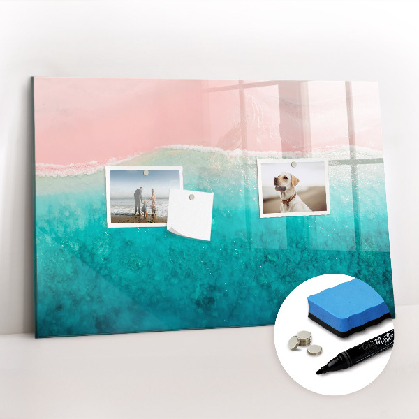 Beschrijfbaar magneetbord van glas met design Strand zeezand