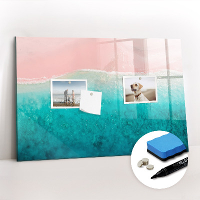 Beschrijfbaar magneetbord van glas met design Strand zeezand