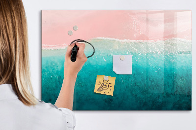 Beschrijfbaar magneetbord van glas met design Strand zeezand