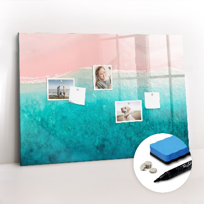 Beschrijfbaar magneetbord van glas met design Strand zeezand