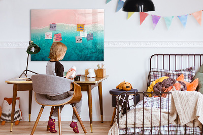 Beschrijfbaar magneetbord van glas met design Strand zeezand