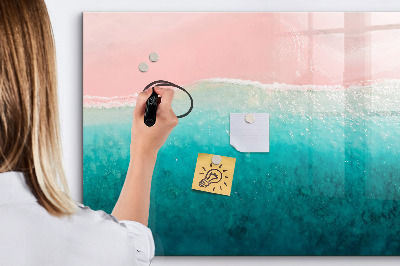Beschrijfbaar magneetbord van glas met design Strand zeezand