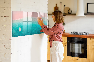 Beschrijfbaar magneetbord van glas met design Strand zeezand