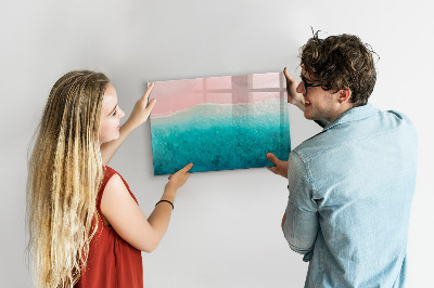 Beschrijfbaar magneetbord van glas met design Strand zeezand