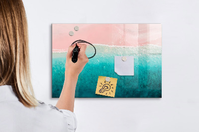 Beschrijfbaar magneetbord van glas met design Strand zeezand