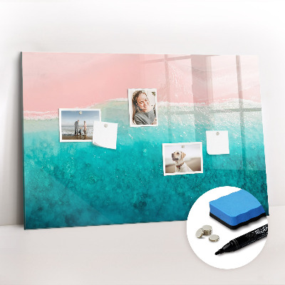 Beschrijfbaar magneetbord van glas met design Strand zeezand