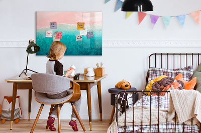 Beschrijfbaar magneetbord van glas met design Strand zeezand