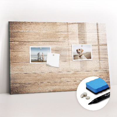 Uitwisbaar glazen planbord met magnetische functie Houten textuur