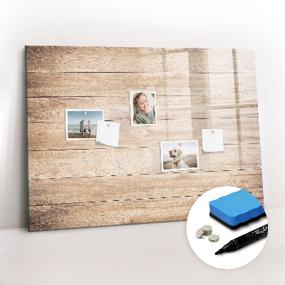 Uitwisbaar glazen planbord met magnetische functie Houten textuur