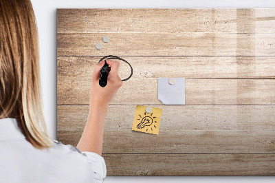 Uitwisbaar glazen planbord met magnetische functie Houten textuur