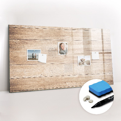 Uitwisbaar glazen planbord met magnetische functie Houten textuur
