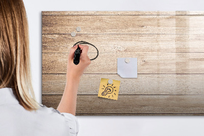 Uitwisbaar glazen planbord met magnetische functie Houten textuur